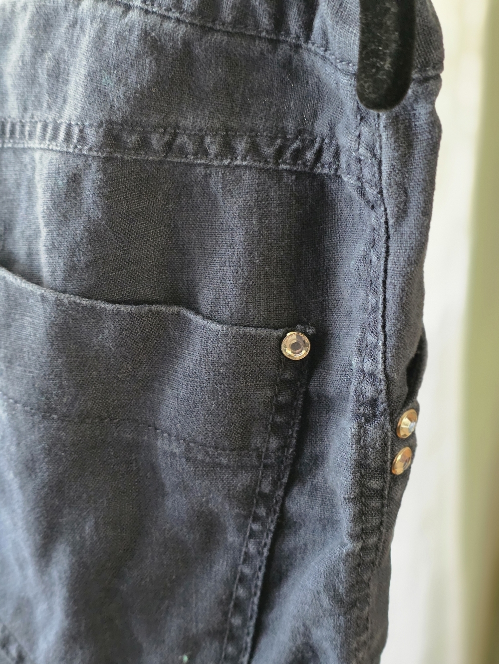 INC Crystal & Drawstring Linen Navy Blue Shorts Comfortable Beachy Vibes - Picture 6 of 7